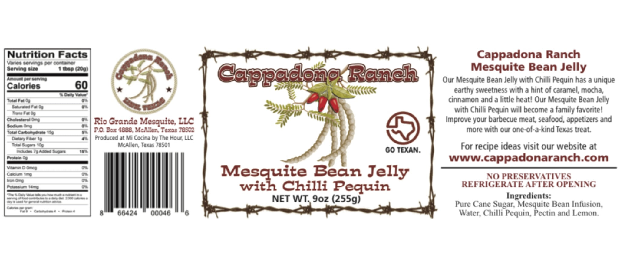 Cappadona Ranch Mesquite Bean Jelly w/Chilli Pequin