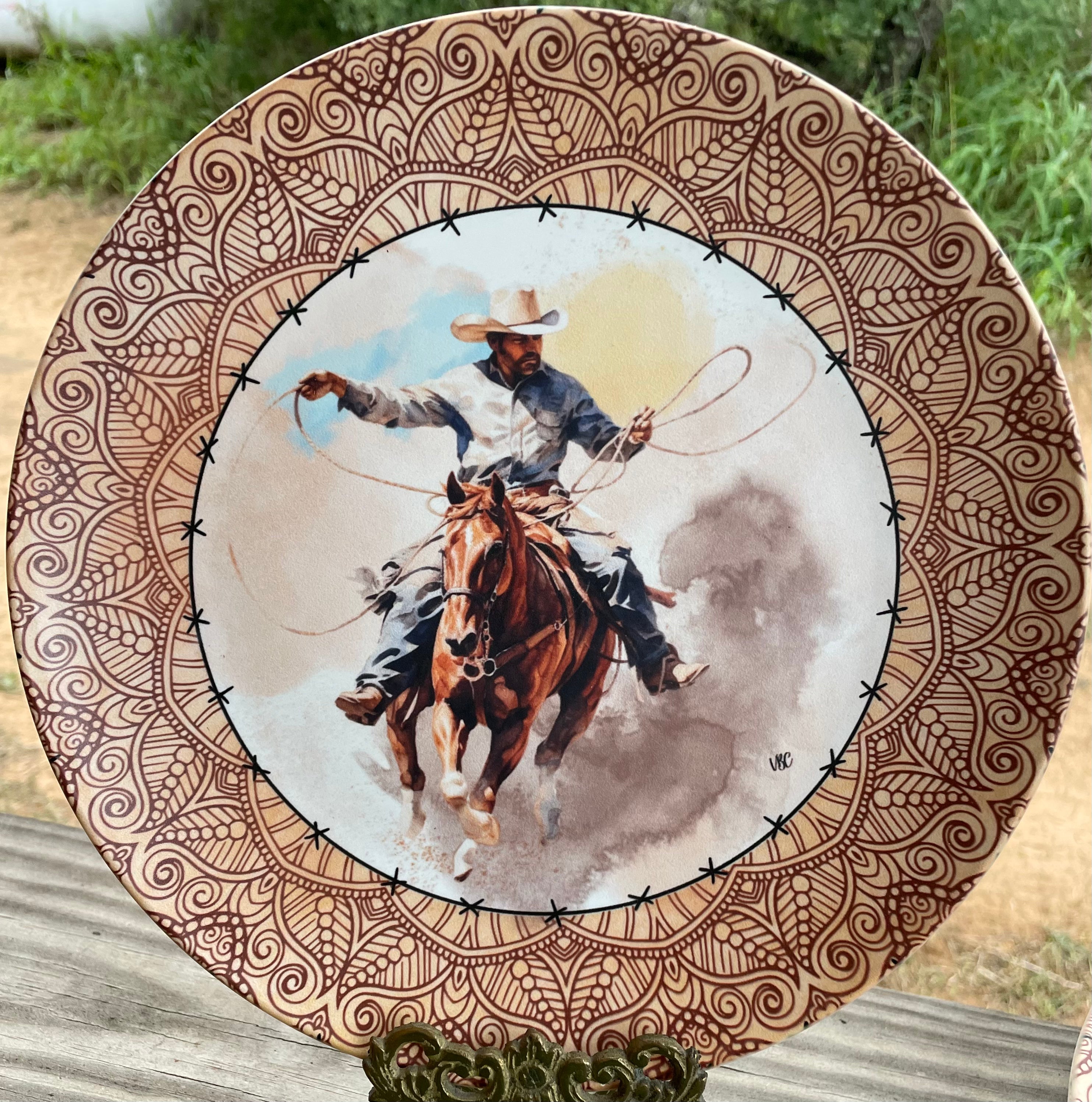 Roping Dinner Plate – Texas Riders Collection