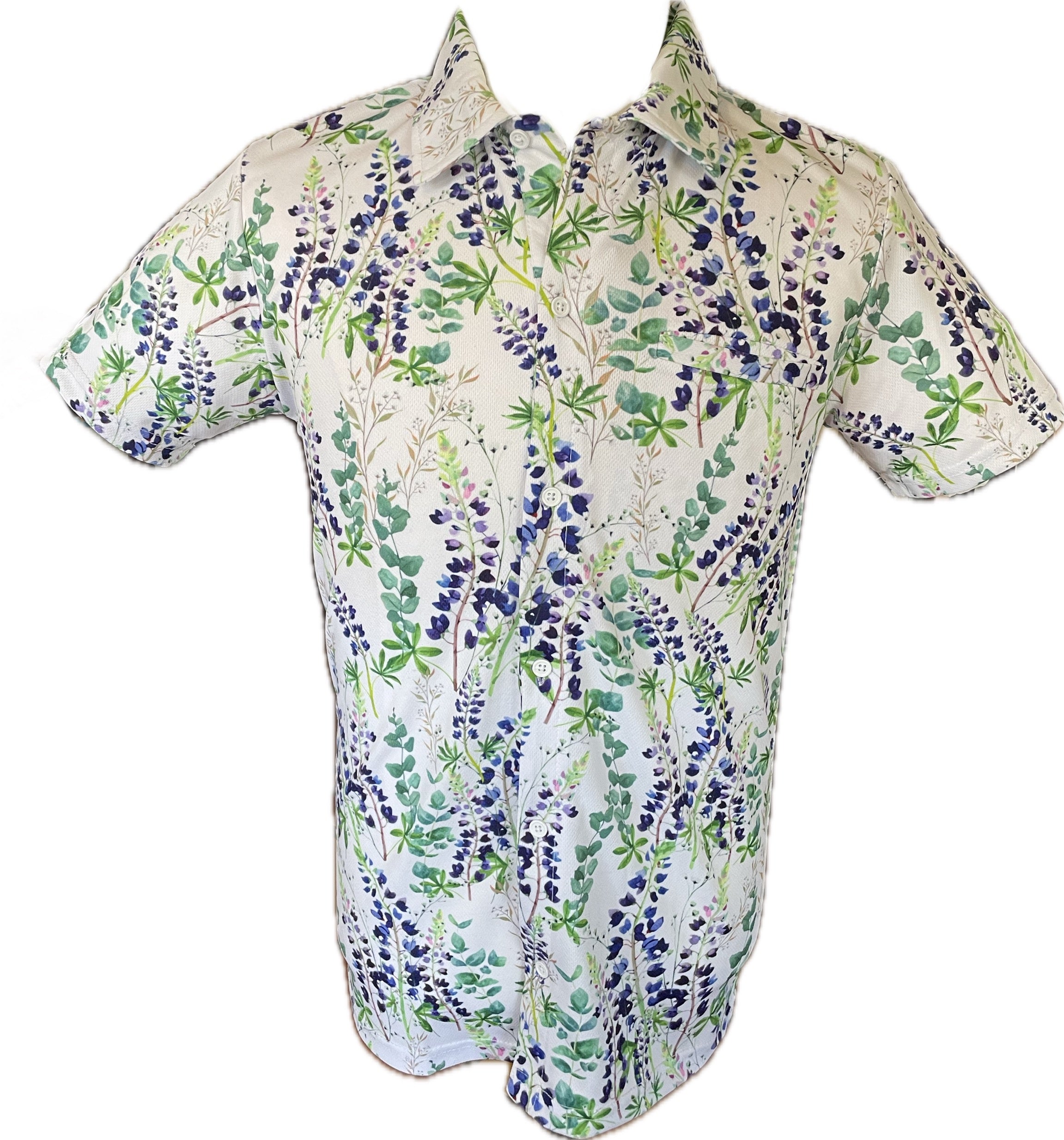“TEXAS BLUEBONNETS" - Full Button Down WITH POCKET