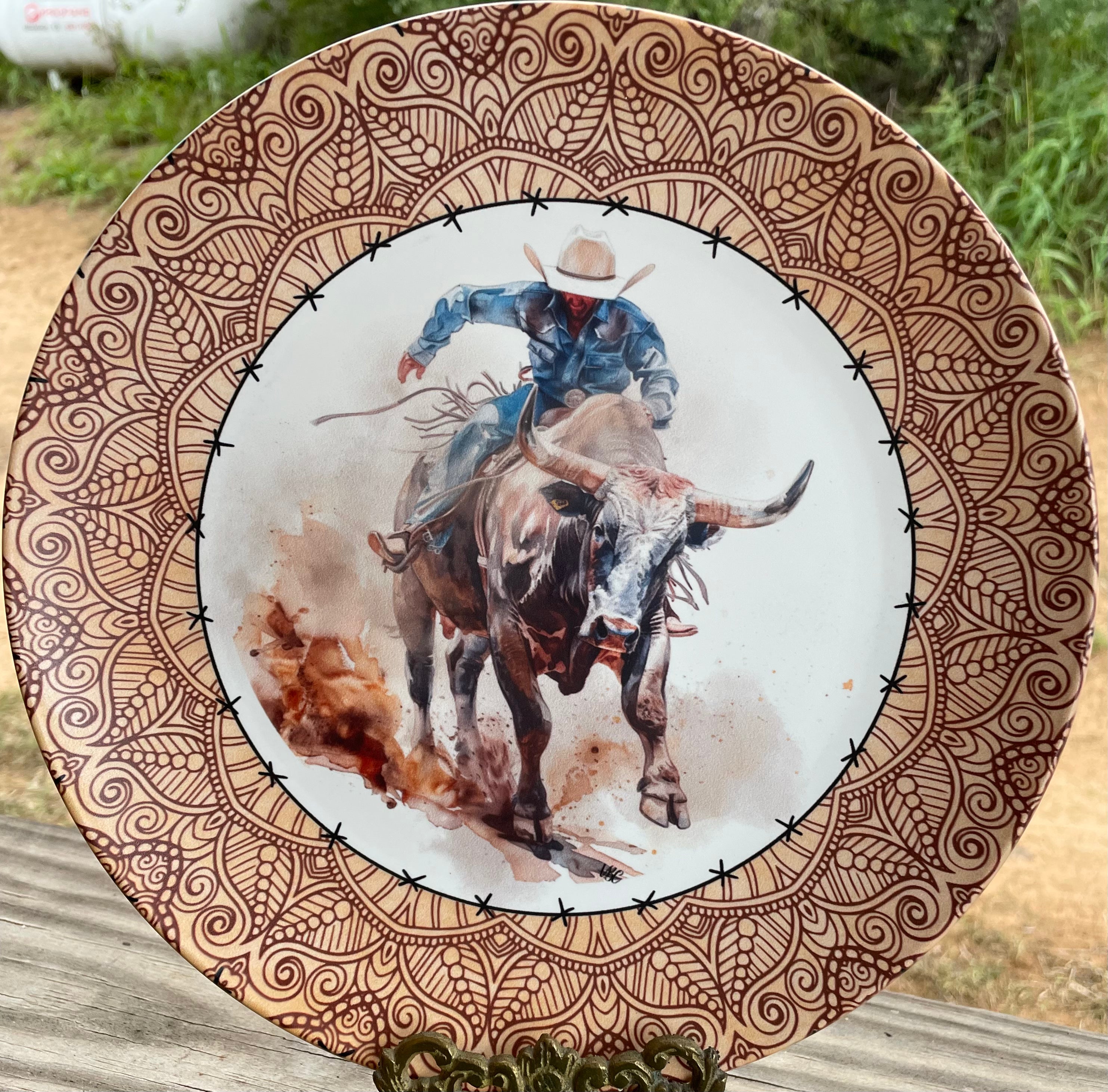 Bull Riding Dinner Plate – Texas Riders Collection