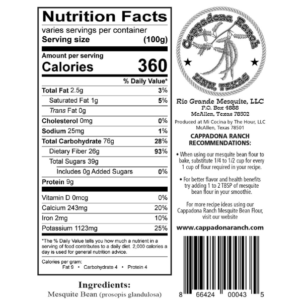 5 lbs of Mesquite Bean Flour – Naturally Sweet, Gluten-Free, High-Fiber, Superfood from TEXAS - Retail
