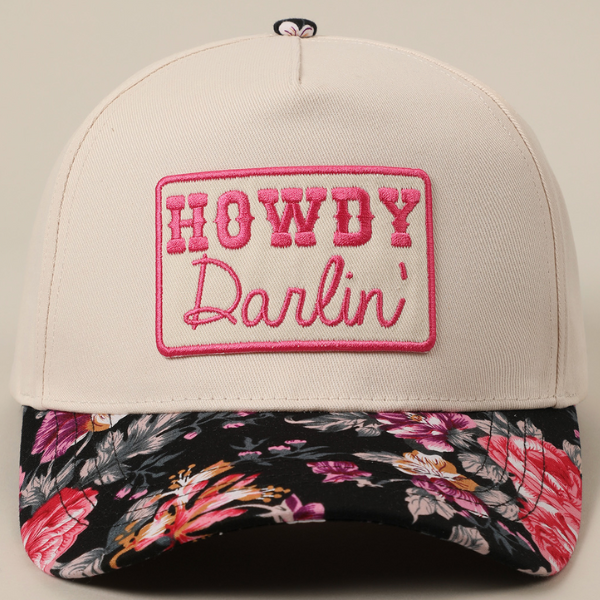 Howdy Darlin' Embroidery Patch Floral Two-Tone Hat