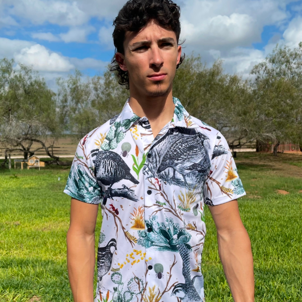 "Bobwhite Quail"- Full Button Down Performance Shirt