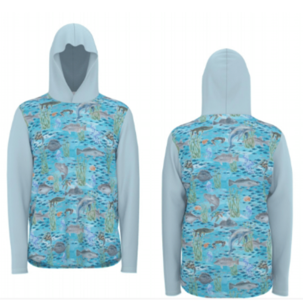 "Shallows of South Texas" Long Sleeve Fishing Shirt with Hoodie and Thumb Holes