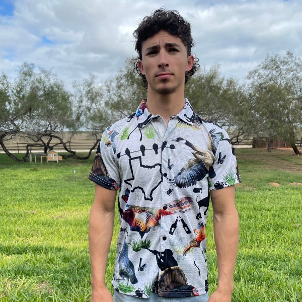 "TEXAS PHEASANTS"- : FULL BUTTON DOWN WITH POCKET