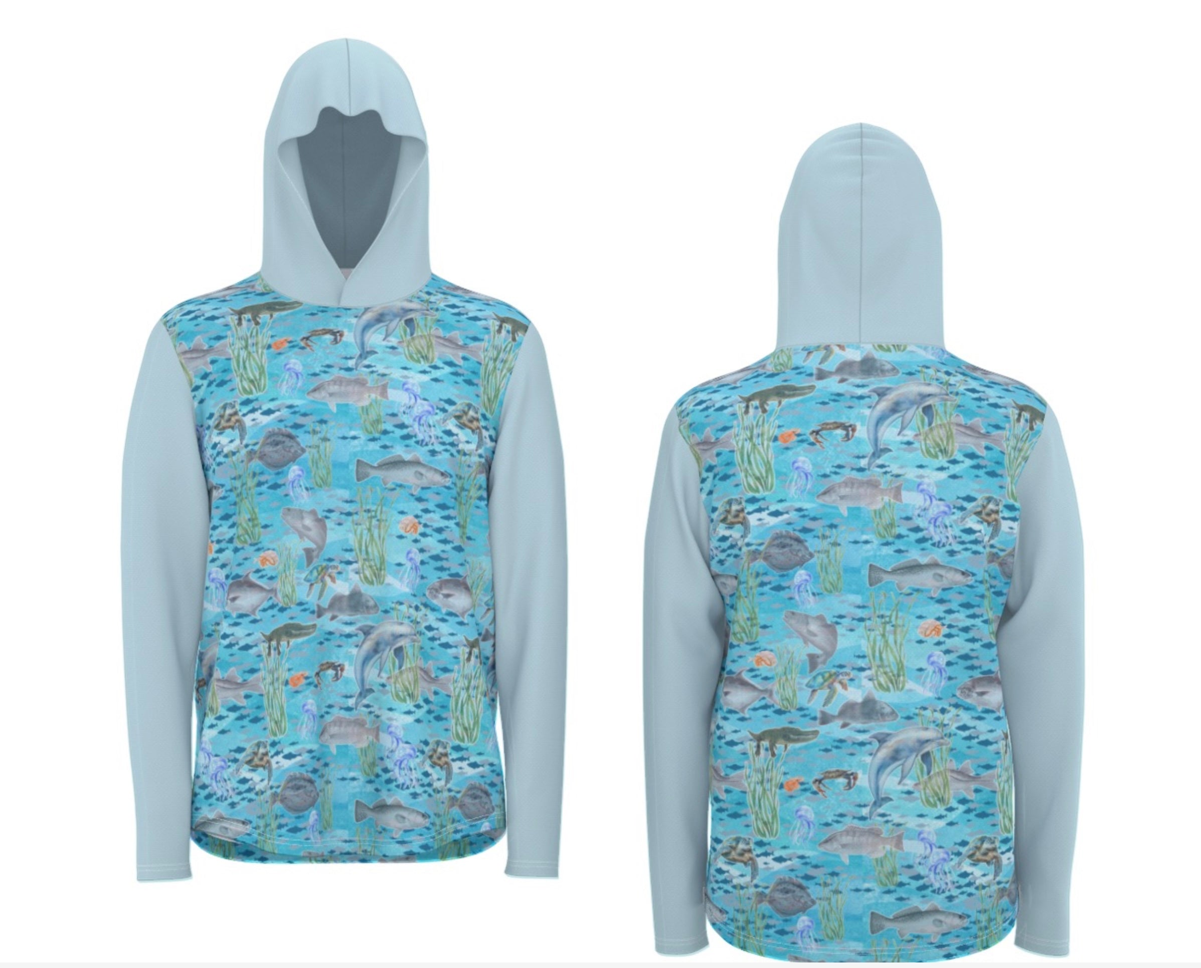 "Shallows of South Texas" Long Sleeve Fishing Shirt with Hoodie and Thumb Holes