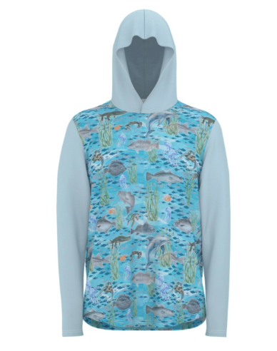 "Shallows of South Texas" Long Sleeve Fishing Shirt with Hoodie and Thumb Holes