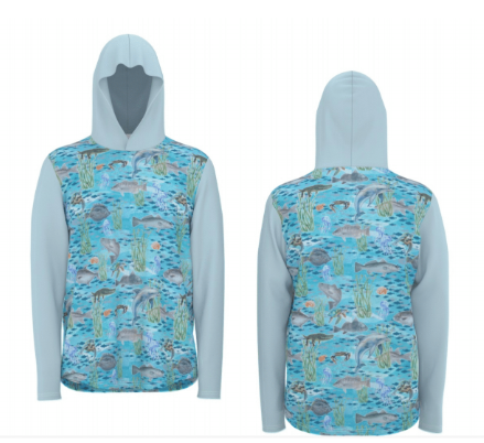 "Shallows of South Texas" Long Sleeve Fishing Shirt with Hoodie and Thumb Holes