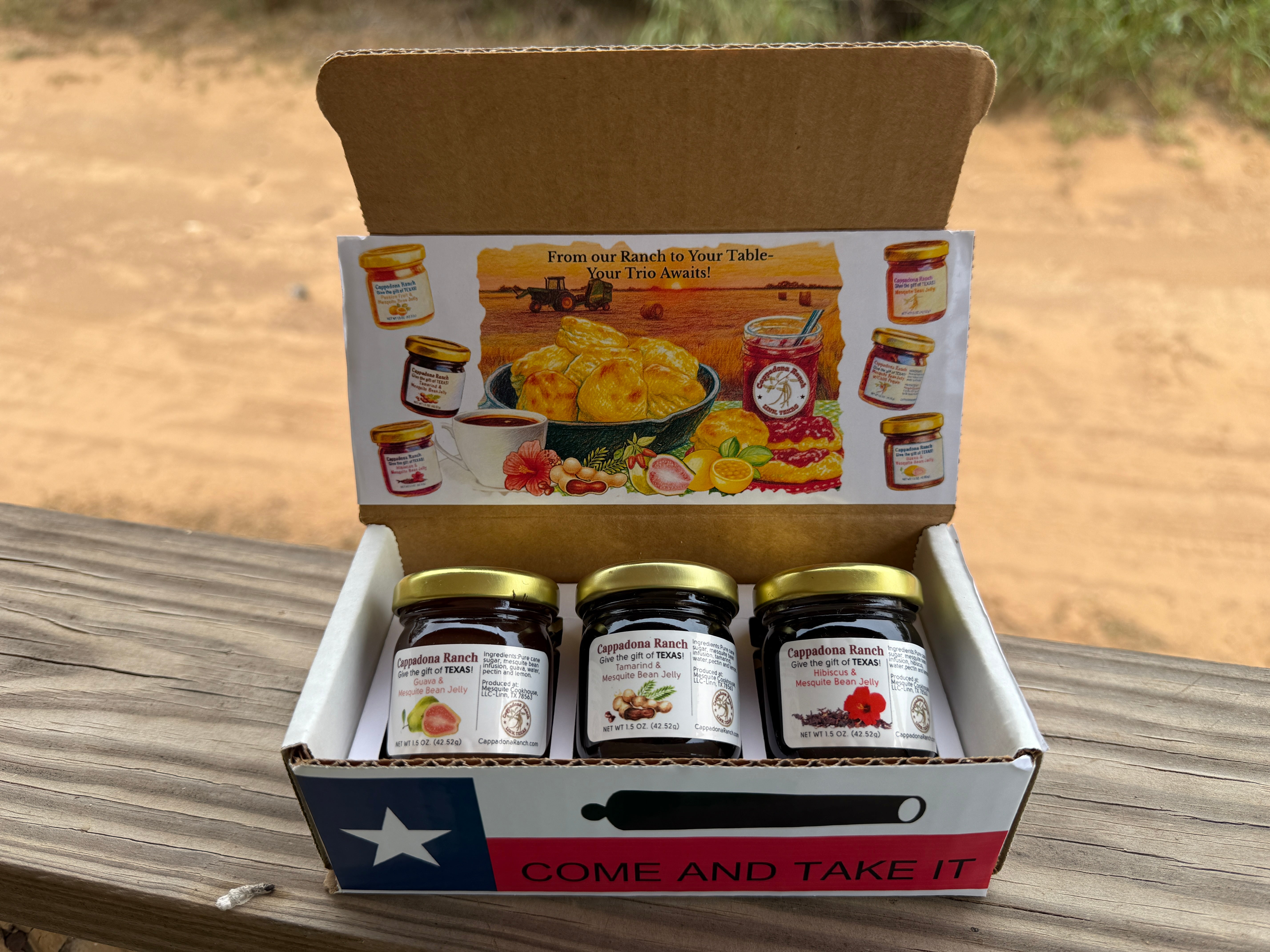 Mesquite Jelly Trio - Build Your Own (3 Jars, 1.5 oz Each) Wholesale - Cappadona Ranch