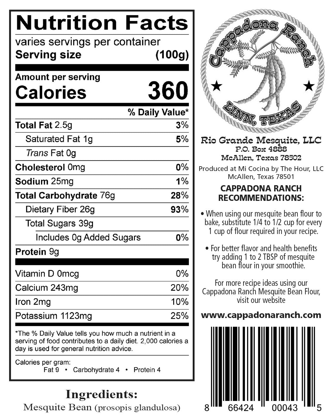 Mesquite Bean Flour – Naturally Sweet, Gluten-Free, High-Fiber, Superfood from TEXAS