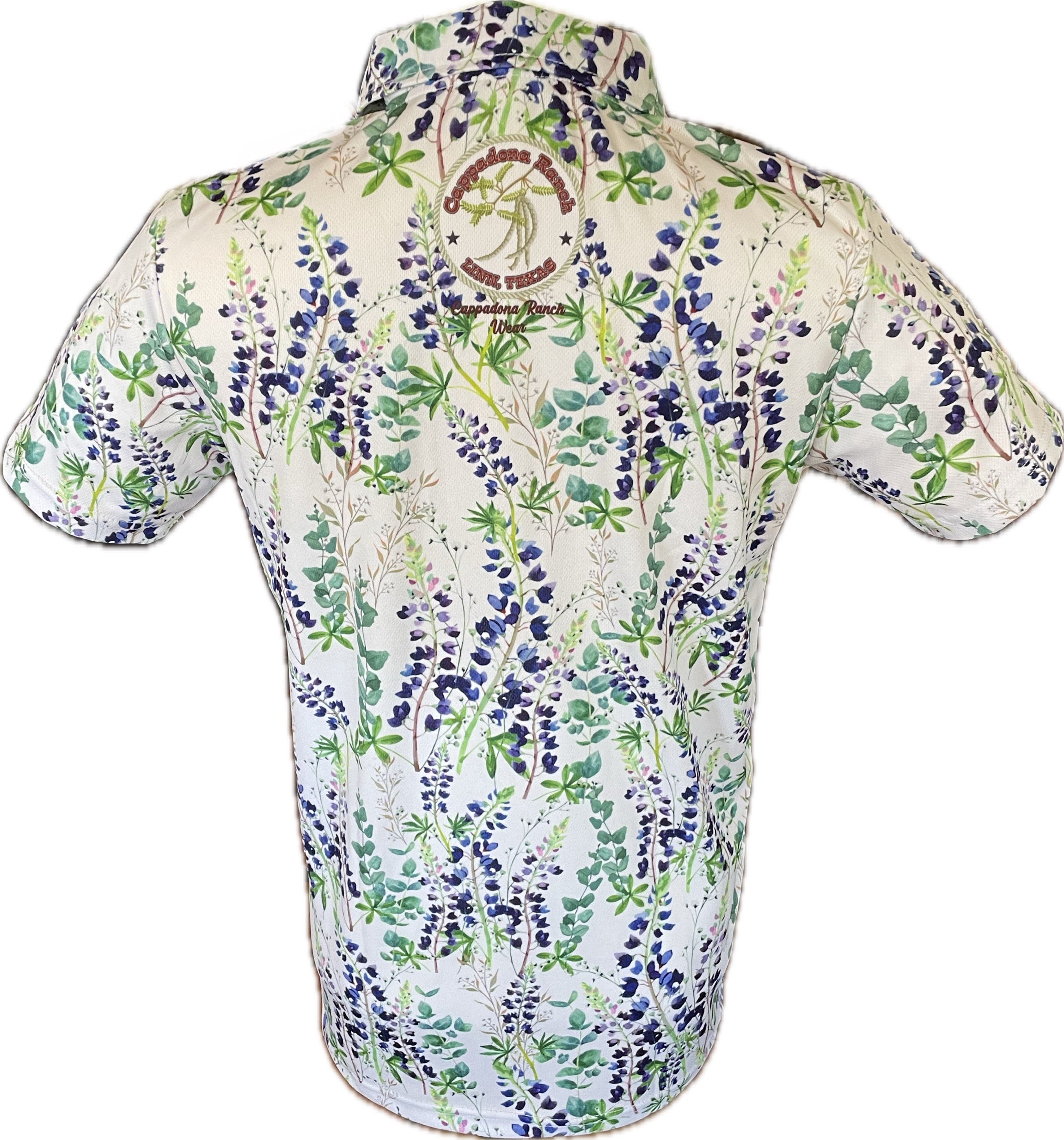 “Texas Bluebonnets” - Full Button Down Performance Shirt