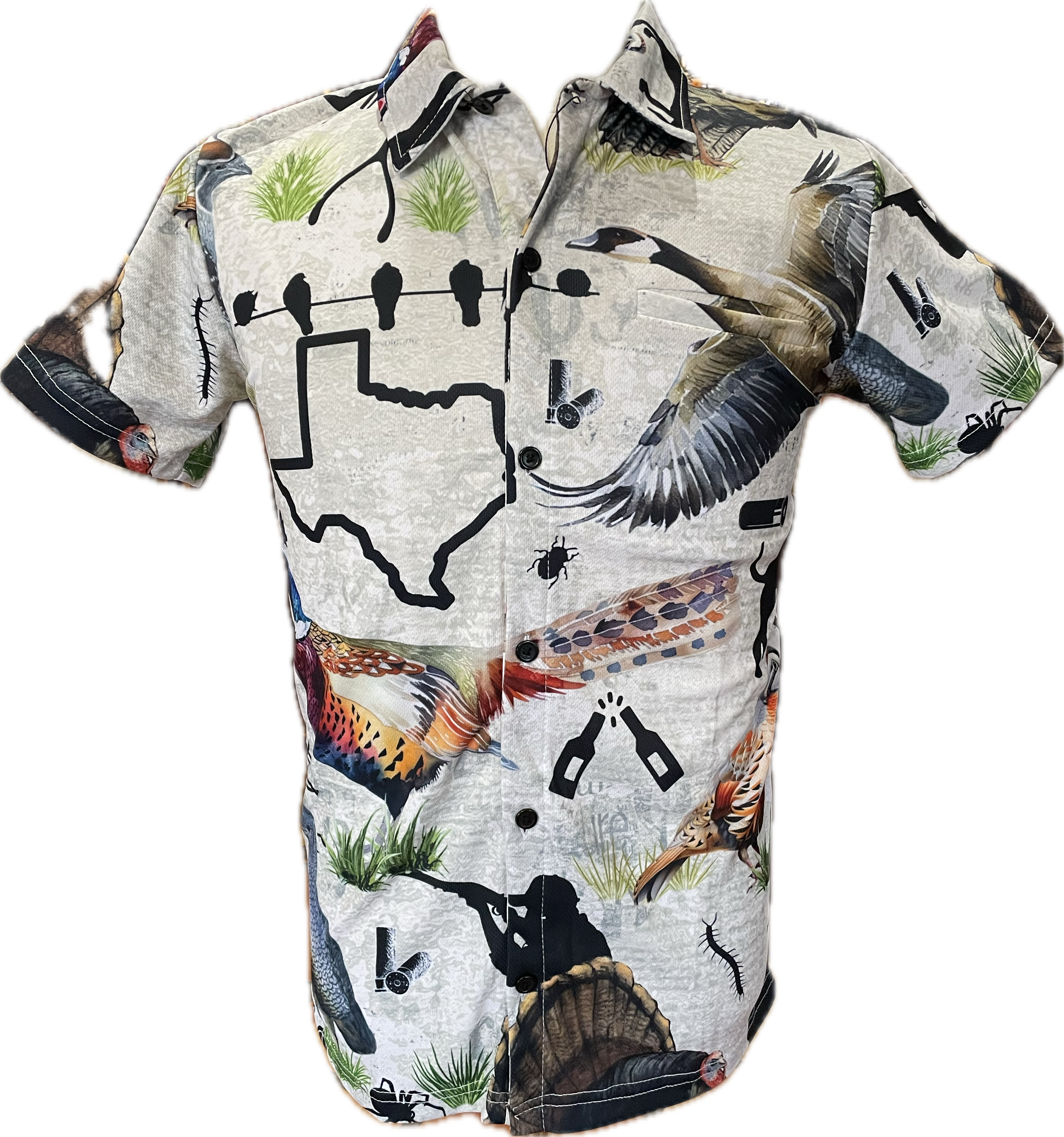 "TEXAS PHEASANTS"- : FULL BUTTON DOWN WITH POCKET