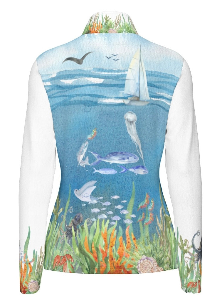 "GULF REFLECTIONS"- Women's Long Sleeve Sports Collar Jersey