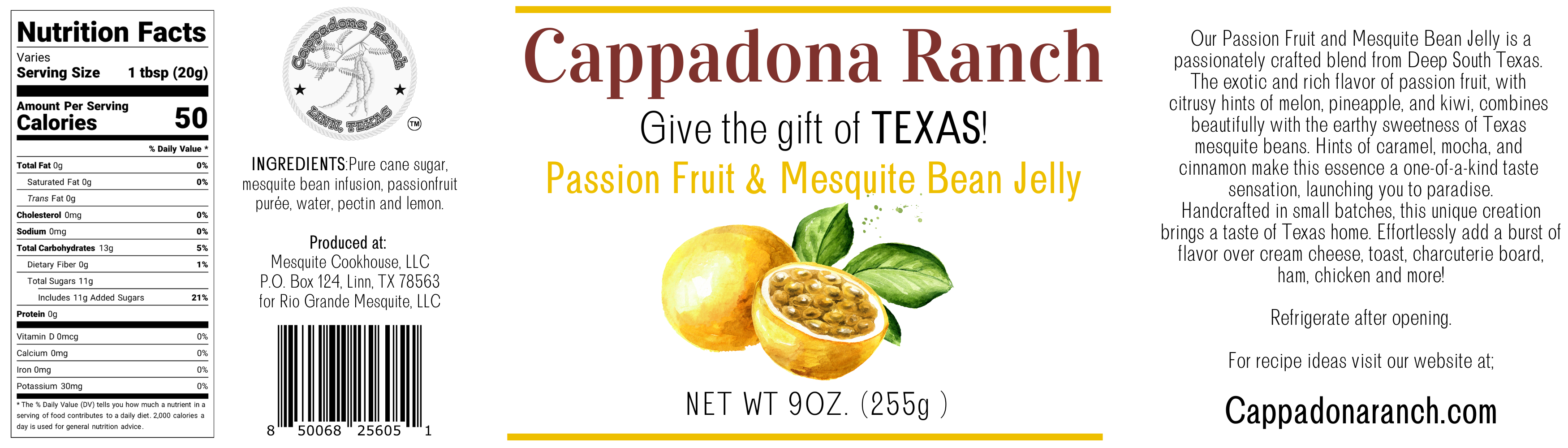 Cappadona Ranch Passion Fruit & Mesquite Bean Jelly