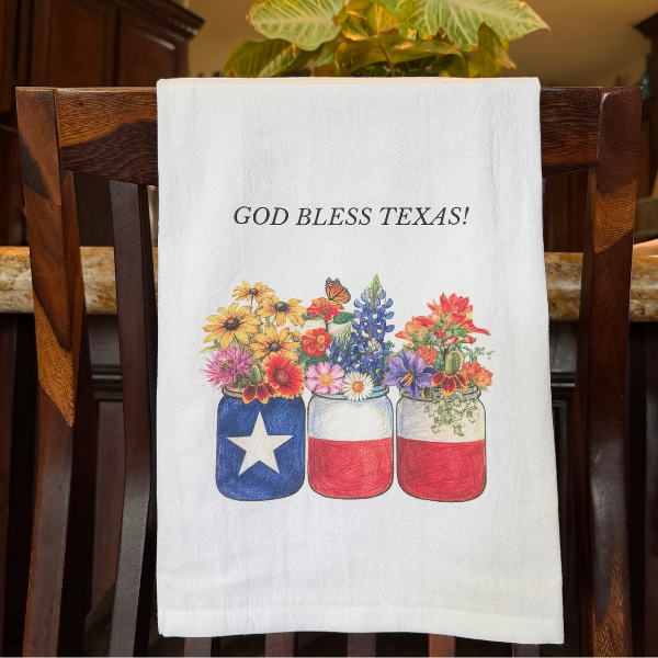 God Bless Texas – Lone Star Wildflower Kitchen Towel