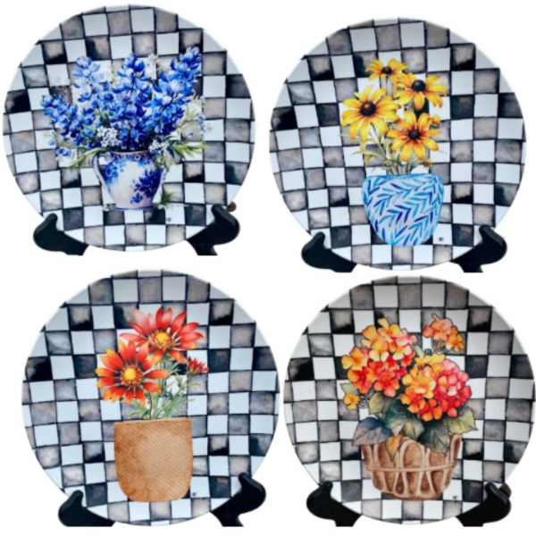 Wild Texas Blooms Plates Set (4-Piece)