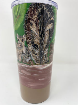 Hand Painted Wild Boar Javelina tumbler 
