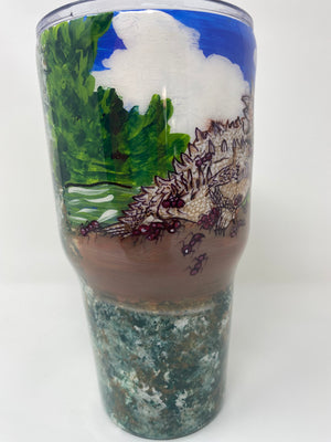 Hand Painted Horny Toad Lizard Tall Tumbler 30 oz