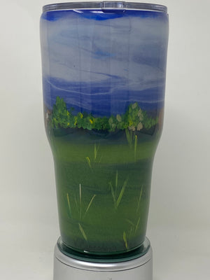 Hand Painted Cattle Scene Tall Tumbler 30 oz