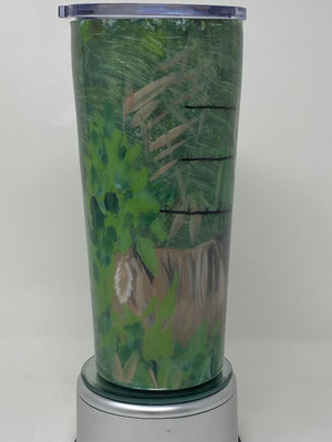 Hand Painted Buck at Fence Tumbler 20 oz.